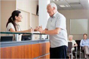 front desk and patient